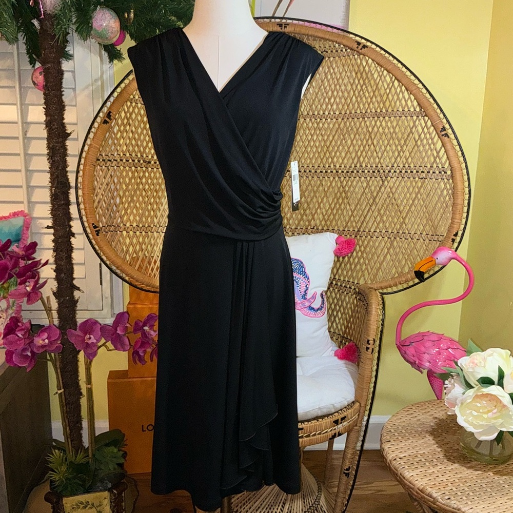 AGB NWT Dress Faux Wrap Black Size L